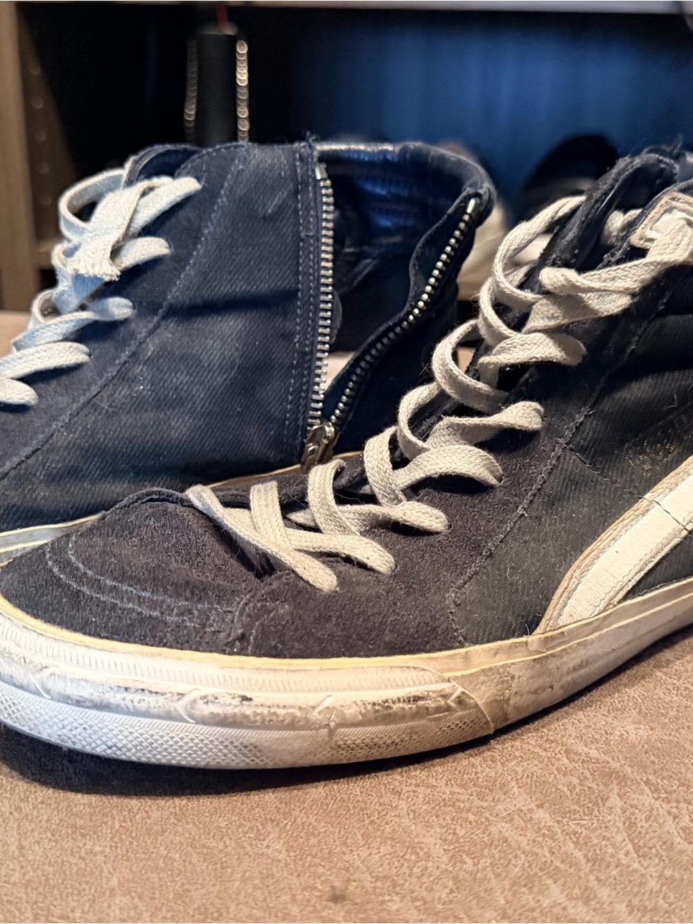 Golden Goose Black High-Top Sneakers with White Accents